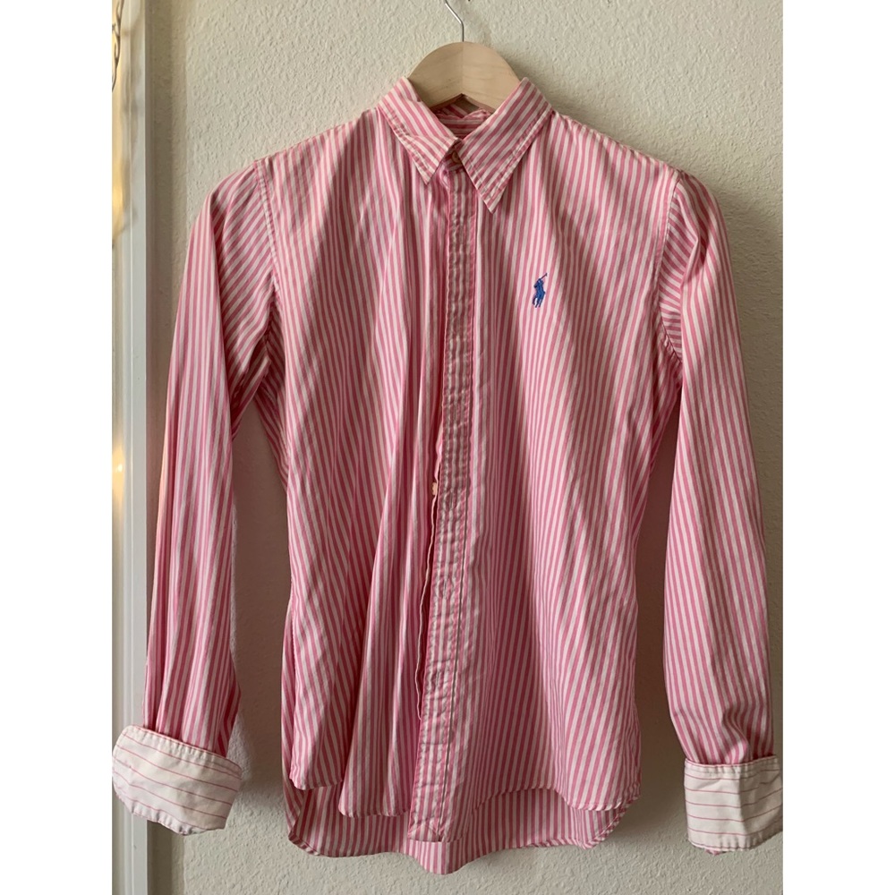 Ralph Lauren Pink & White Button Down Top